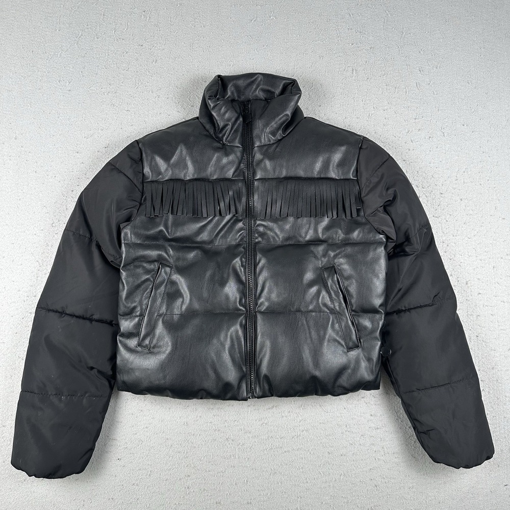 Stella McCartney Quilted Puffer Jacket Kids 12 Years Black Fringe Insulated